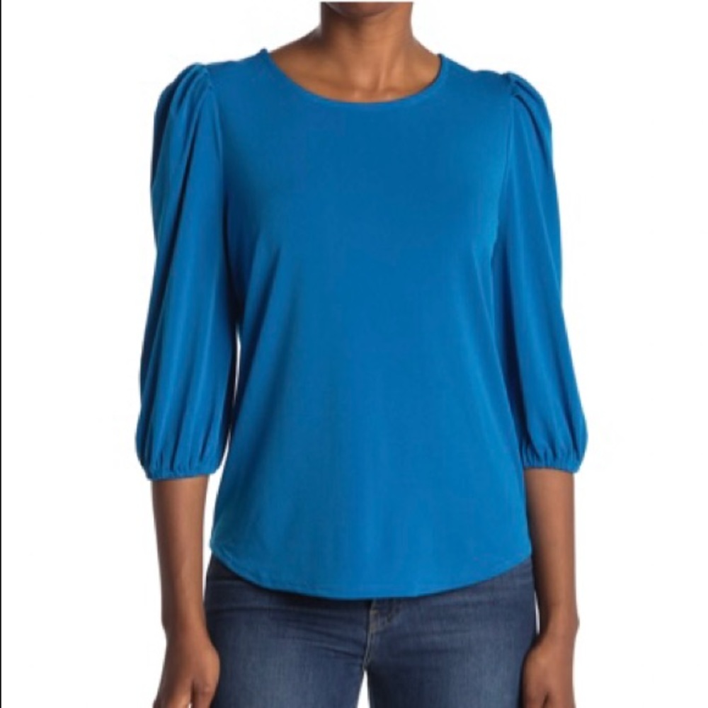 ADRIANNA PAPELL Solid Moss Crepe Pleat Woven Top